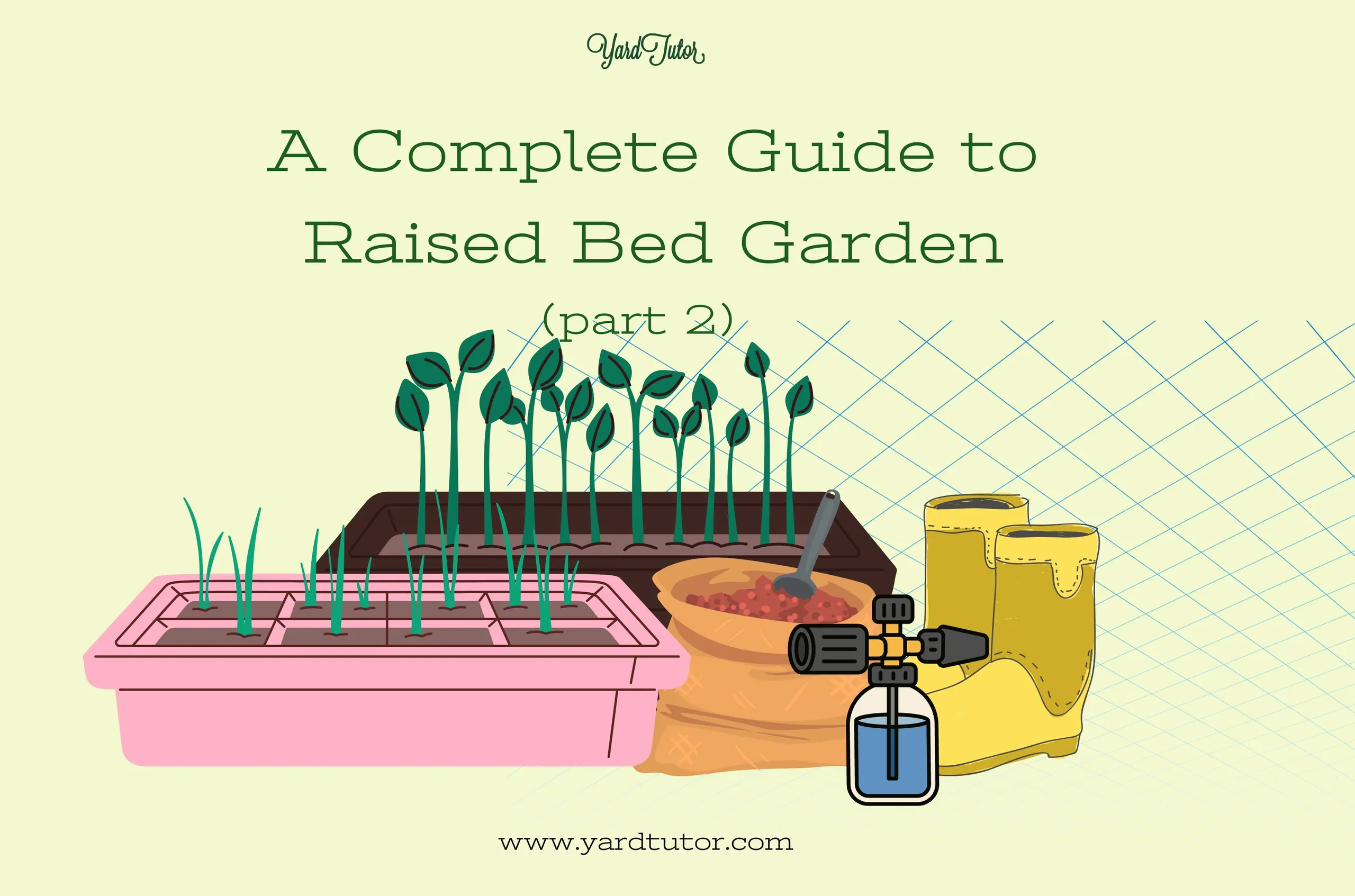 Seedlings, sprayer, gardening boots kept together as a reminder to what are needed to start the process.